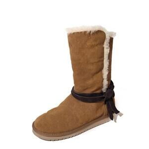 koolaburra by ugg boots winter snow tan belted lined sz 10